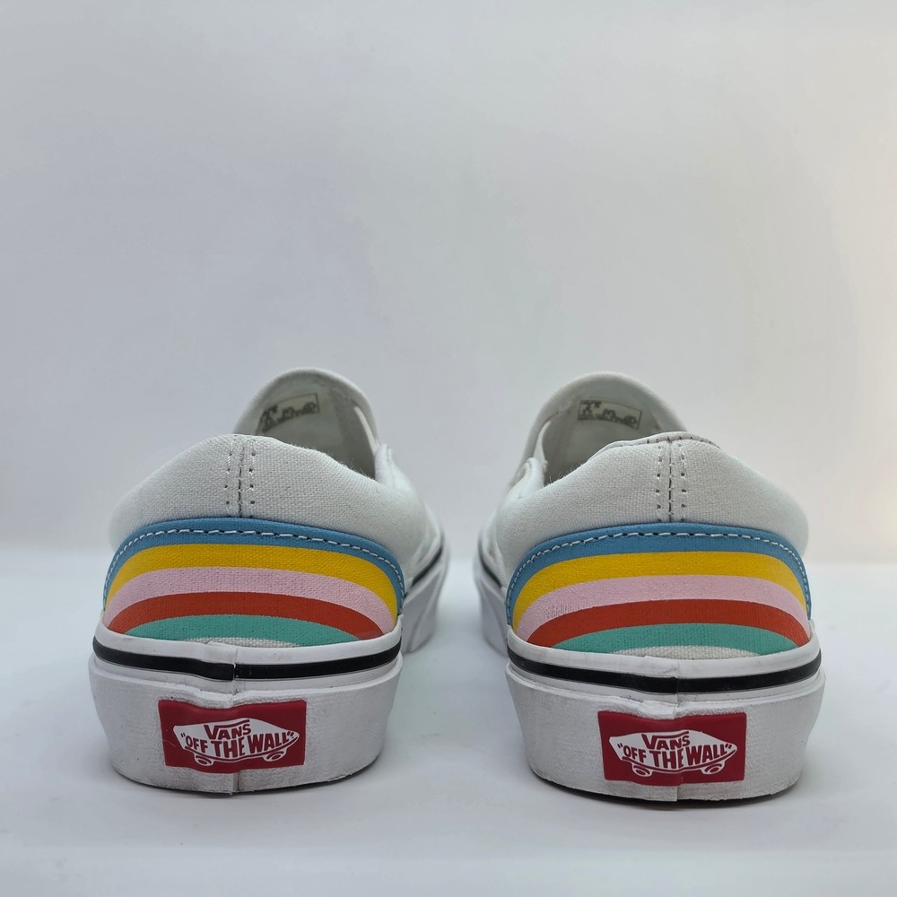 Vans‎ Kids Classic Slip-On Rainbow Star Glitter White Canvas Shoes Size 2.5 Kids - Picture 3 of 12